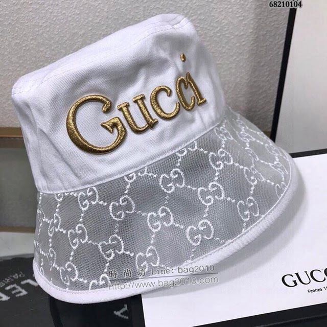 Gucci男女同款帽子 古馳GG印花漁夫帽遮陽帽  mm1060